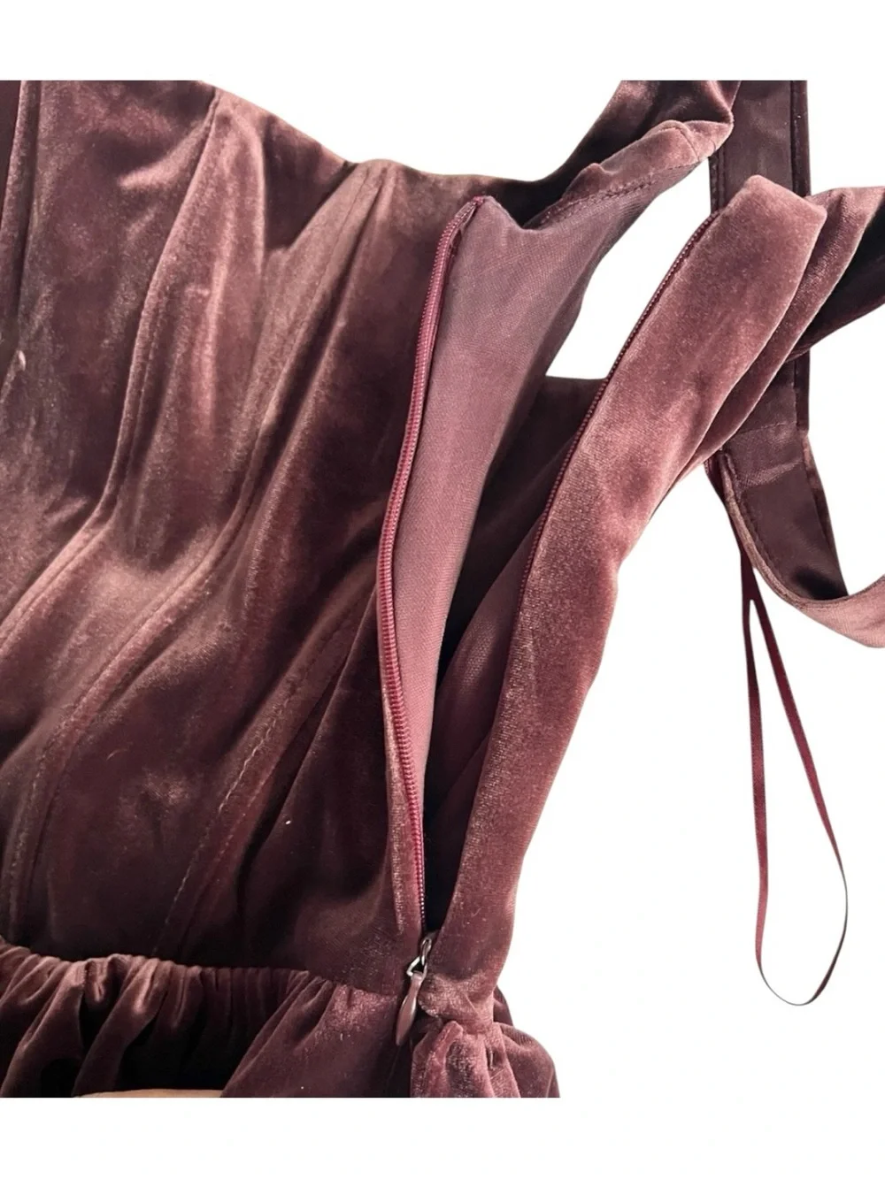 ZARA Velvet Corset Mini Dress Maroon Burgundy Bubble Hem Size S